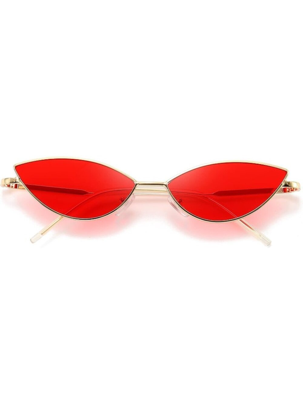 Women's Cat Eye Cute Sunglasses Triangle Vintage Trendy Cool Sun Glasses Red